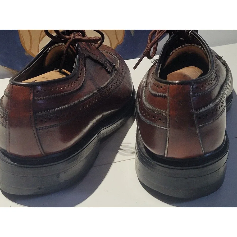 Men’s Wingtip Oxford Dress Shoes Brown Leather Brogue Business Casual Size 9